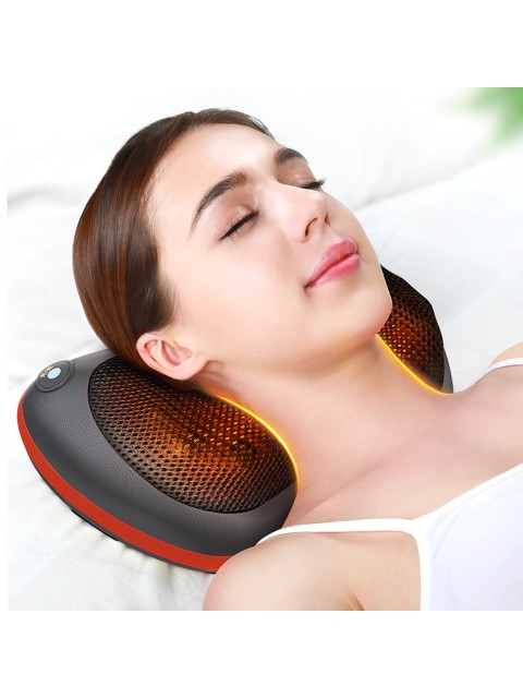 Массажная подушка для спины и шеи электрическая FORTENGO KZ0474 с подогревом, 12/220В, черная