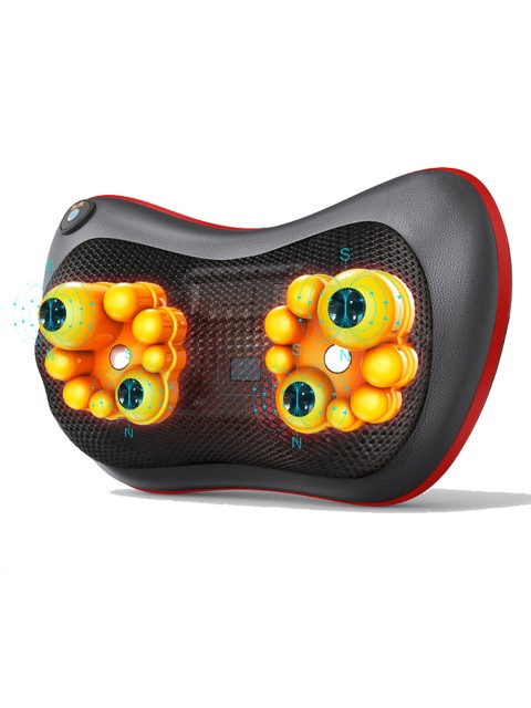 Массажная подушка для спины и шеи электрическая FORTENGO KZ0474 с подогревом, 12/220В, черная