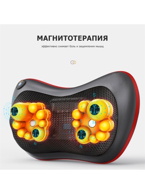 Массажная подушка для спины и шеи электрическая FORTENGO KZ0474 с подогревом, 12/220В, черная