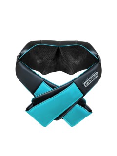 Массажер роликовый для шеи, плеч и спины, электрический FORTENGO KZ0308 с подогревом, 12/220В, синий