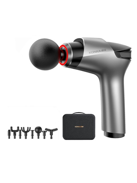 Перкуссионный массажер для тела FORTENGO MSG-011, 8 насадок, темно-серый