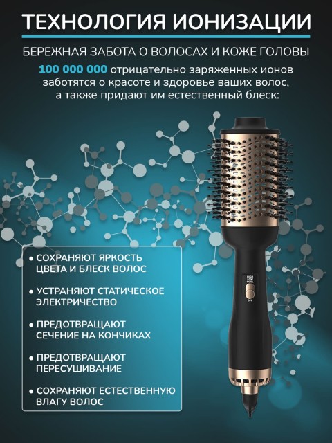 Фен-щетка для волос FORTENGO VOLUMIZER HY-336 1200 Вт, черная