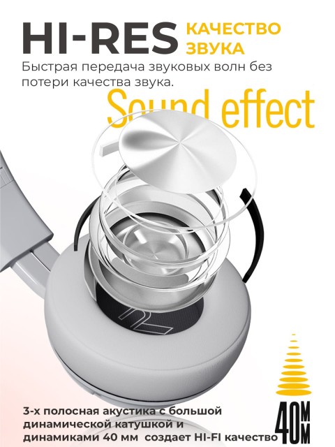 Наушники беспроводные большие FORTENGO P1 полноразмерные, серые