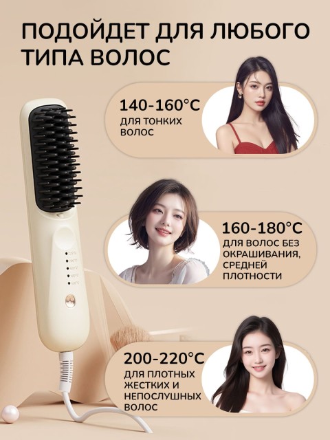 Расческа-выпрямитель электрическая FORTENGO BRUSH YY-128, черная