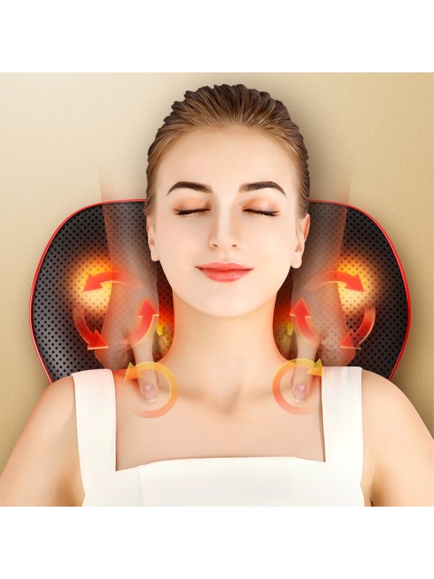 Массажная подушка для спины и шеи электрическая FORTENGO KZ0473 с подогревом, магнитотерапией и ароматерапией, 12/220В, черная