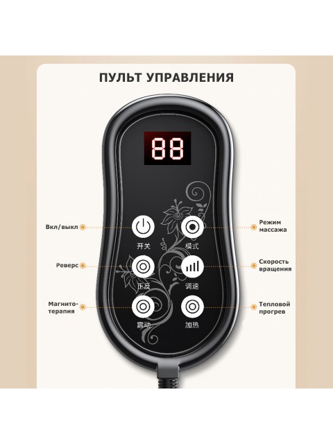 Массажная подушка для спины и шеи электрическая FORTENGO KZ0473 с подогревом, магнитотерапией и ароматерапией, 12/220В, черная