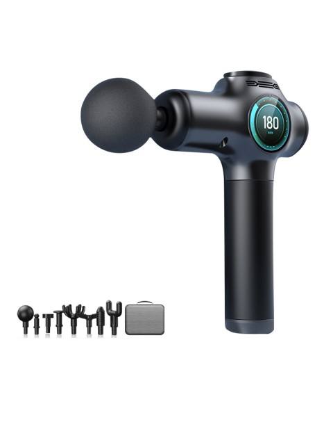 Перкуссионный массажер для тела FORTENGO MSG-010, 8 насадок, серебристый