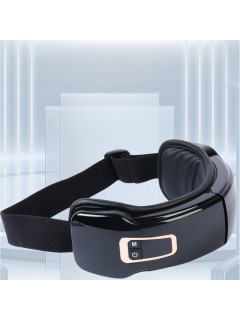 Очки массажер для глаз FORTENGO M823 с вибрацией, музыкой и подогревом, черные