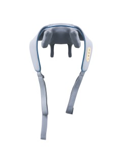 Массажер роликовый для шеи и плеч, электрический FORTENGO KZ0309 с щипковым механизмом и подогревом, беспроводной, серый