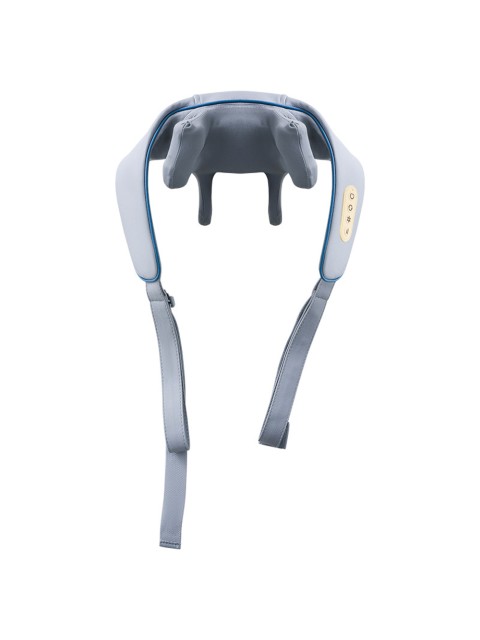 Массажер роликовый для шеи и плеч, электрический FORTENGO KZ0309 с щипковым механизмом и подогревом, беспроводной, серый