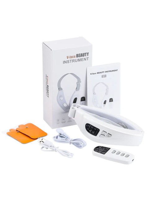 Массажер для подтяжки овала лица FORTENGO MPF-17 микротоковый, EMS, LED-свет, вибромассаж, белый