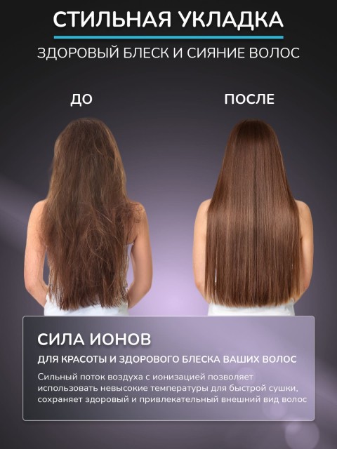 Фен для волос профессиональный FORTENGO SILVER STREAM D3 1600 Вт, с ионизацией, серый