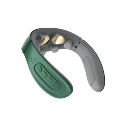 Массажер для шеи электрический, импульсный FORTENGO MSG-031, вибромассаж, ИК прогрев, TENS/EMS, зеленый