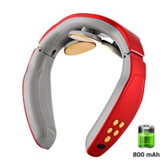 Массажер для шеи и плеч электрический, импульсный FORTENGO MSG-024, ИК прогрев, TENS/EMS, красный