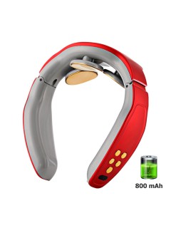 Массажер для шеи и плеч электрический, импульсный FORTENGO MSG-024, ИК прогрев, TENS/EMS, красный