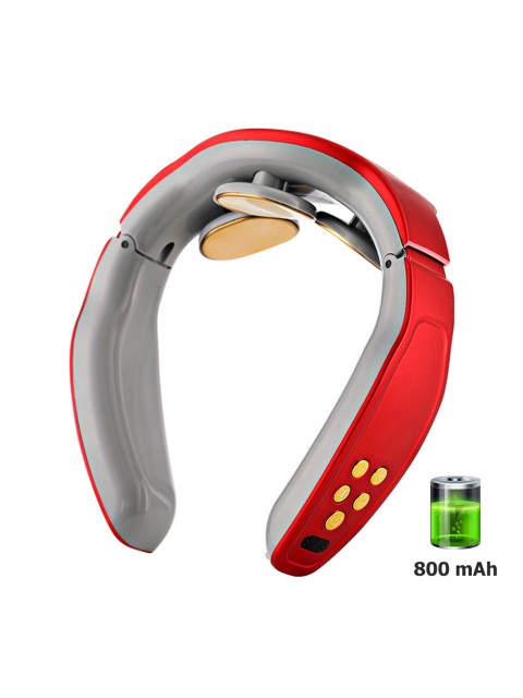 Массажер для шеи и плеч электрический, импульсный FORTENGO MSG-024, ИК прогрев, TENS/EMS, красный