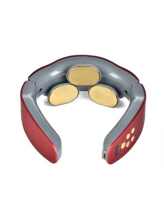 Массажер для шеи и плеч электрический, импульсный FORTENGO MSG-024, ИК прогрев, TENS/EMS, красный