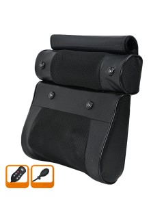 Массажная подушка для спины и шеи электрическая FORTENGO KZ0567 с подогревом, магнитотерапией и ароматерапией, 12/220В, черная