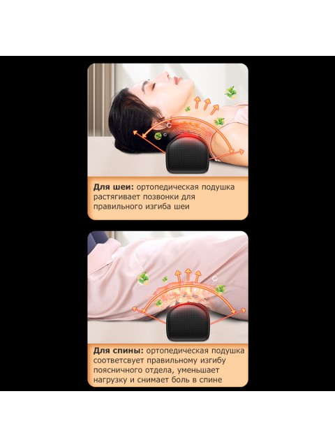 Массажная подушка для спины и шеи электрическая FORTENGO KZ0567 с подогревом, магнитотерапией и ароматерапией, 12/220В, черная
