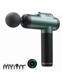 Перкуссионный массажер для тела FORTENGO MSG-009, 8 насадок, темно-серый