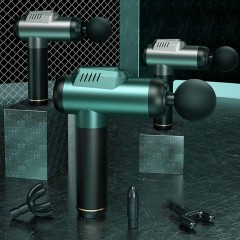 Перкуссионный массажер для тела FORTENGO MSG-009, 8 насадок, темно-серый