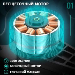 Перкуссионный массажер для тела FORTENGO MSG-009, 8 насадок, темно-серый