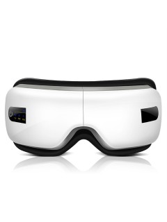 Очки массажер для глаз FORTENGO MSG-005 с вибрацией, музыкой и подогревом, белые