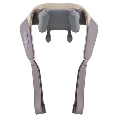 Массажер роликовый для шеи и плеч, электрический FORTENGO KZ0310 с щипковым механизмом и подогревом, беспроводной, коричневый