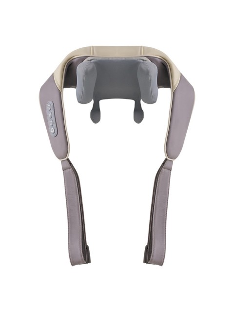 Массажер роликовый для шеи и плеч, электрический FORTENGO KZ0310 с щипковым механизмом и подогревом, беспроводной, коричневый