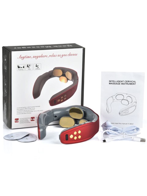 Массажер для шеи и плеч электрический, импульсный FORTENGO MSG-024, ИК прогрев, TENS/EMS, белый