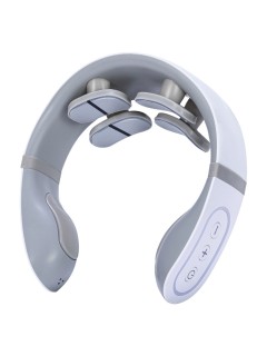 Массажер для шеи и плеч электрический, импульсный FORTENGO MSG-033, ИК прогрев, TENS/EMS, серый