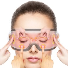 Очки массажер для глаз FORTENGO MSG-006 с вибрацией, музыкой и подогревом, белые