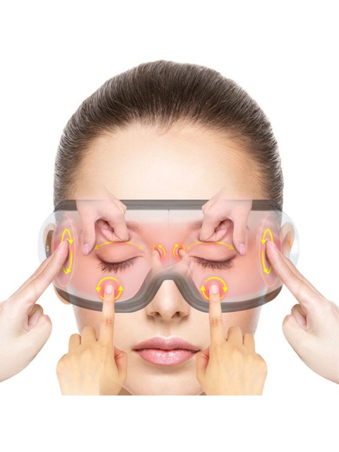 Очки массажер для глаз FORTENGO MSG-006 с вибрацией, музыкой и подогревом, белые