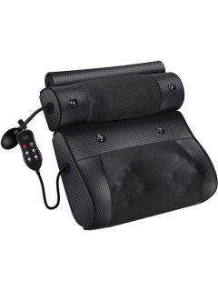 Массажная подушка для спины и шеи электрическая FORTENGO KZ0568 с подогревом, магнитотерапией и ароматерапией, 12/220В, черная