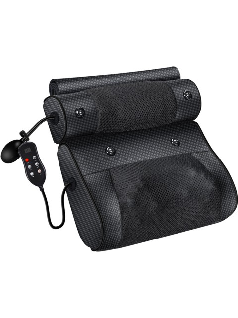 Массажная подушка для спины и шеи электрическая FORTENGO KZ0568 с подогревом, магнитотерапией и ароматерапией, 12/220В, черная